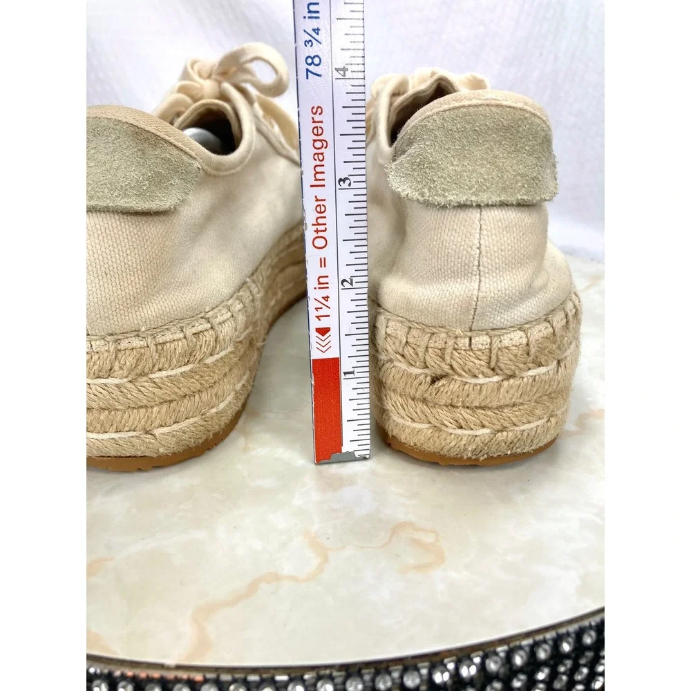 Tory Burch Seaside Oxford Espadrille Shoes Womens Sz 8.5 Cream Platform Sneakers